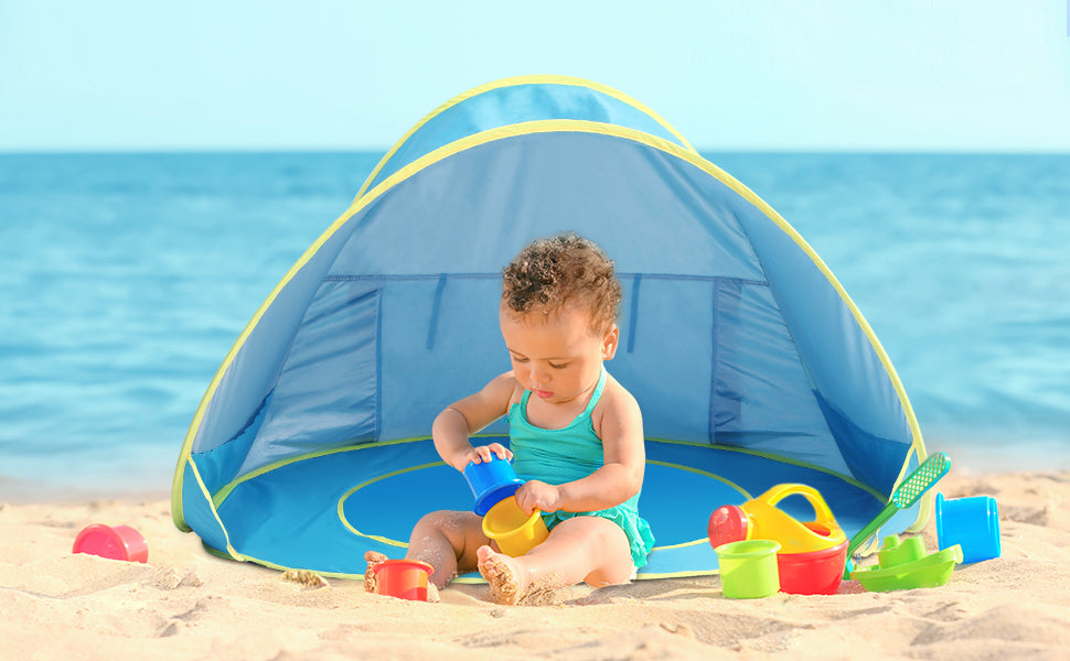 Tente Pop-Up Bébé Anti-UV + Mini Piscine – Protection Solaire Parfaite pour l’Été !