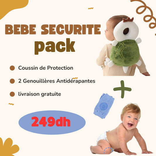 pack de Sécurité Bébé : Coussin de Protection + 2 Genouillères Antidérapantes